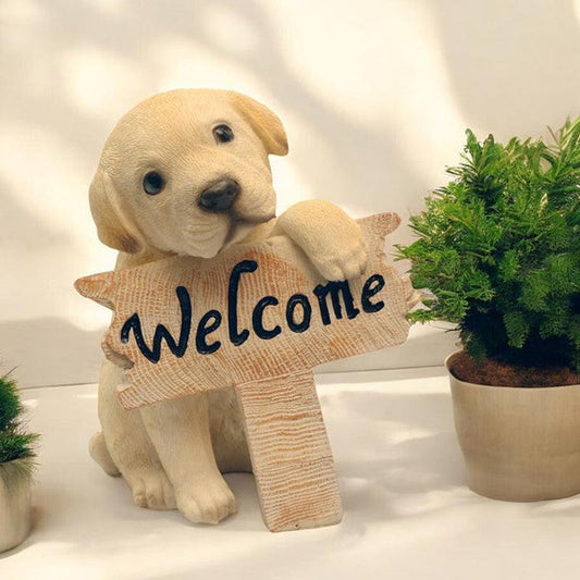 Cute Puppy Welcome Figurine