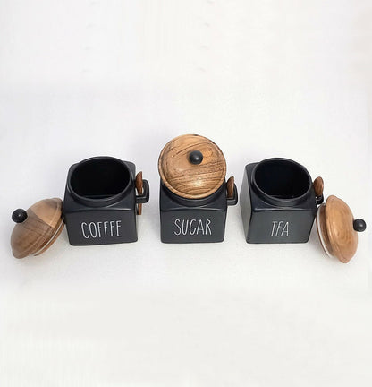 Mesmerising Matte Black Tea Sugar Coffee Storage jars