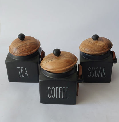 Mesmerising Matte Black Tea Sugar Coffee Storage jars