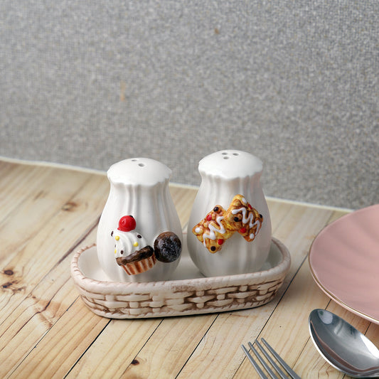 Cupcake and Cookies Design Salt & Pepper Set With Tray