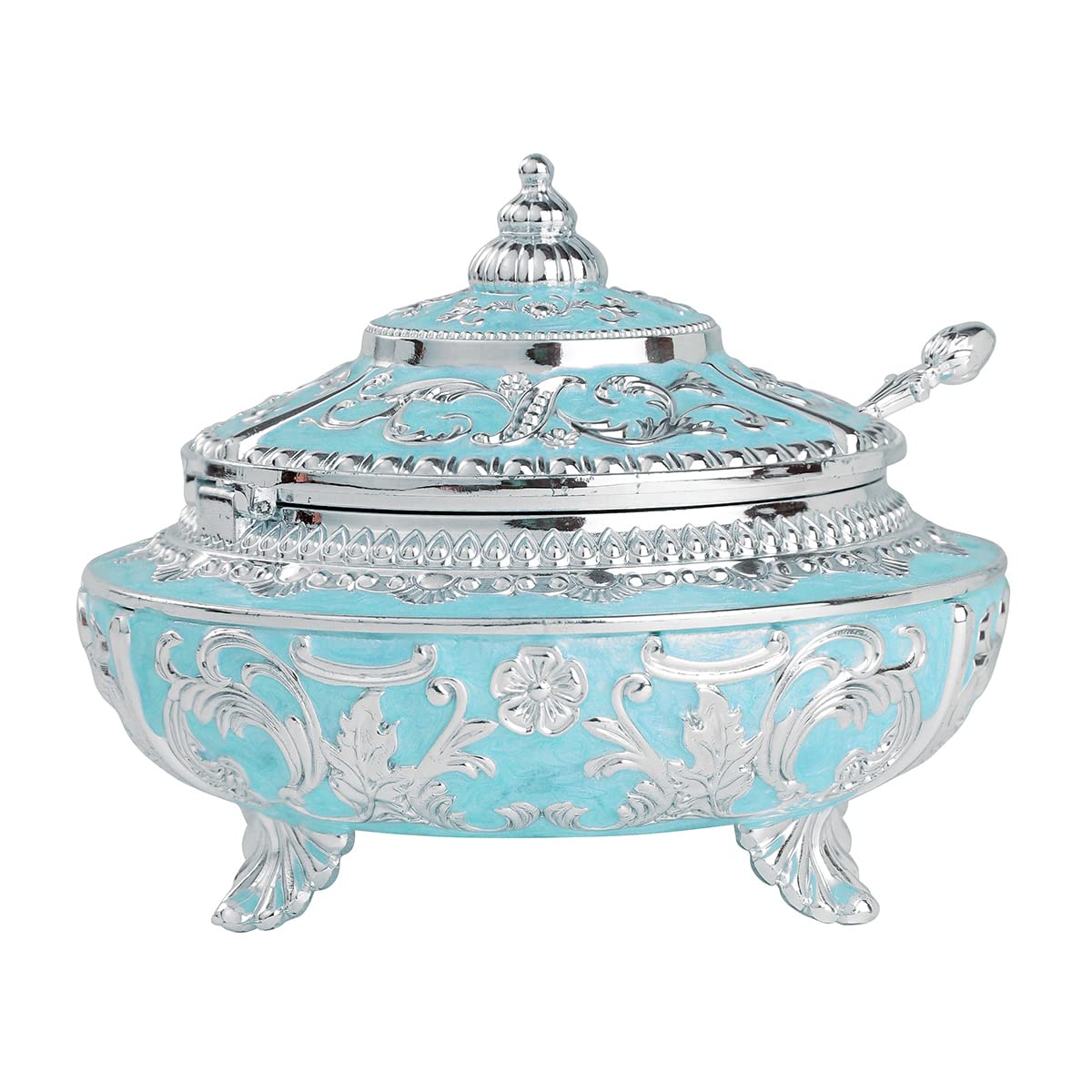 Enamel Sugar Pot / Candy Box / Dry Fruit Box With Lid - Sky Blue