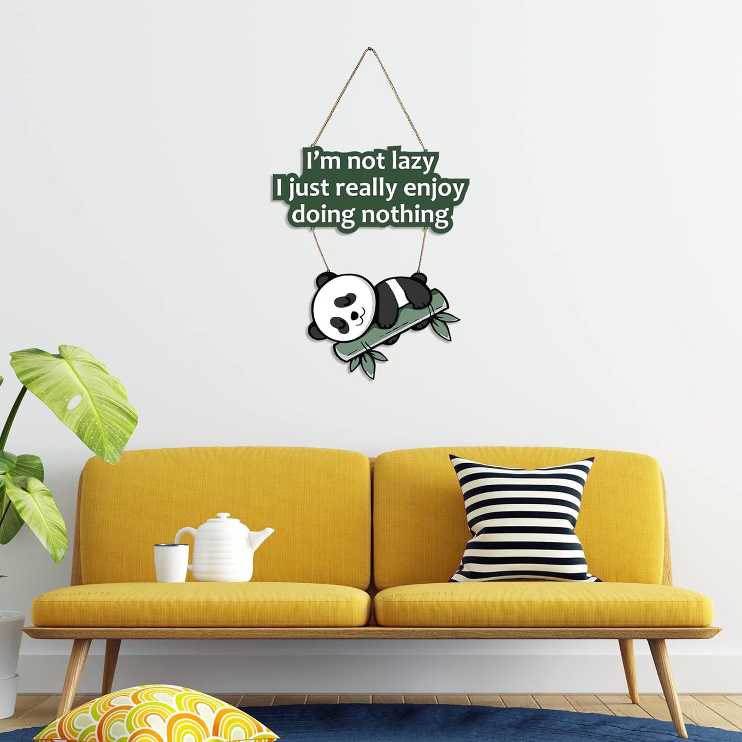 Lazy Panda Printed Wooden Wall Hanging