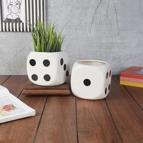 Ceramic Dice Shaped Planters (Set of 2)