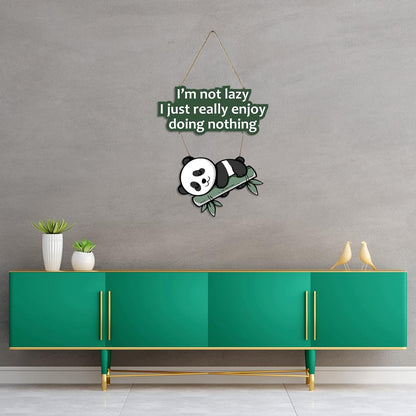 Lazy Panda Printed Wooden Wall Hanging