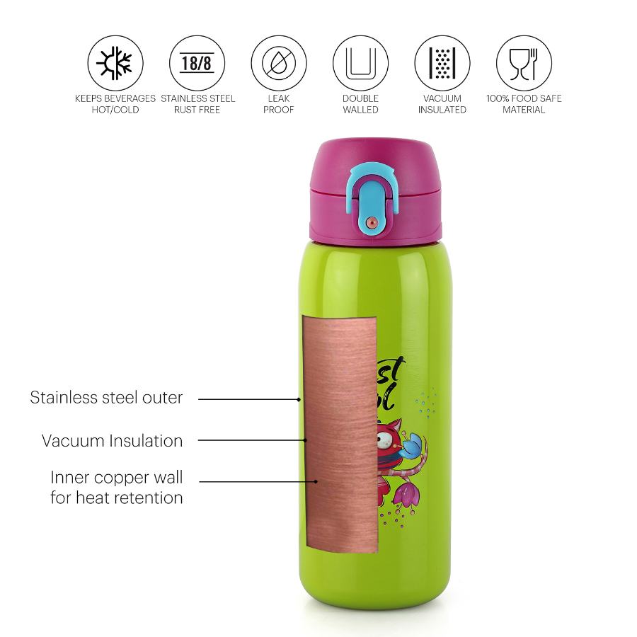 Cello Hot & Cold Stainless Steel Kids Water Bottle, 475ml