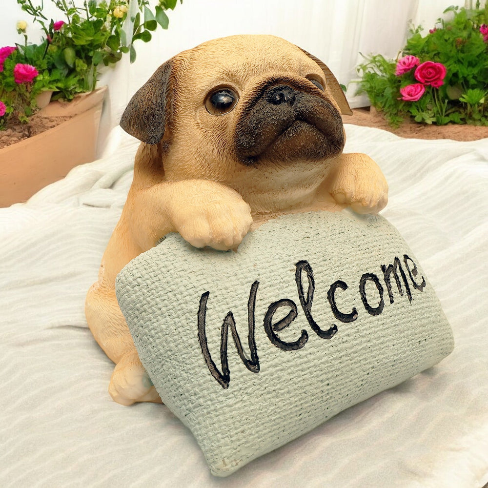 Cute Pug Welcome Figurine