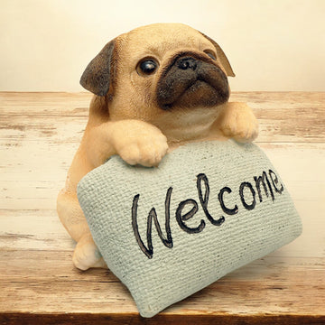 Cute Pug Welcome Figurine