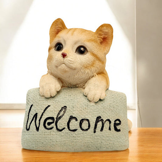 Cute Cat Welcome Figurine