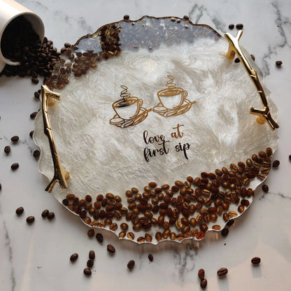 Coffee Bean Round Resin Tray