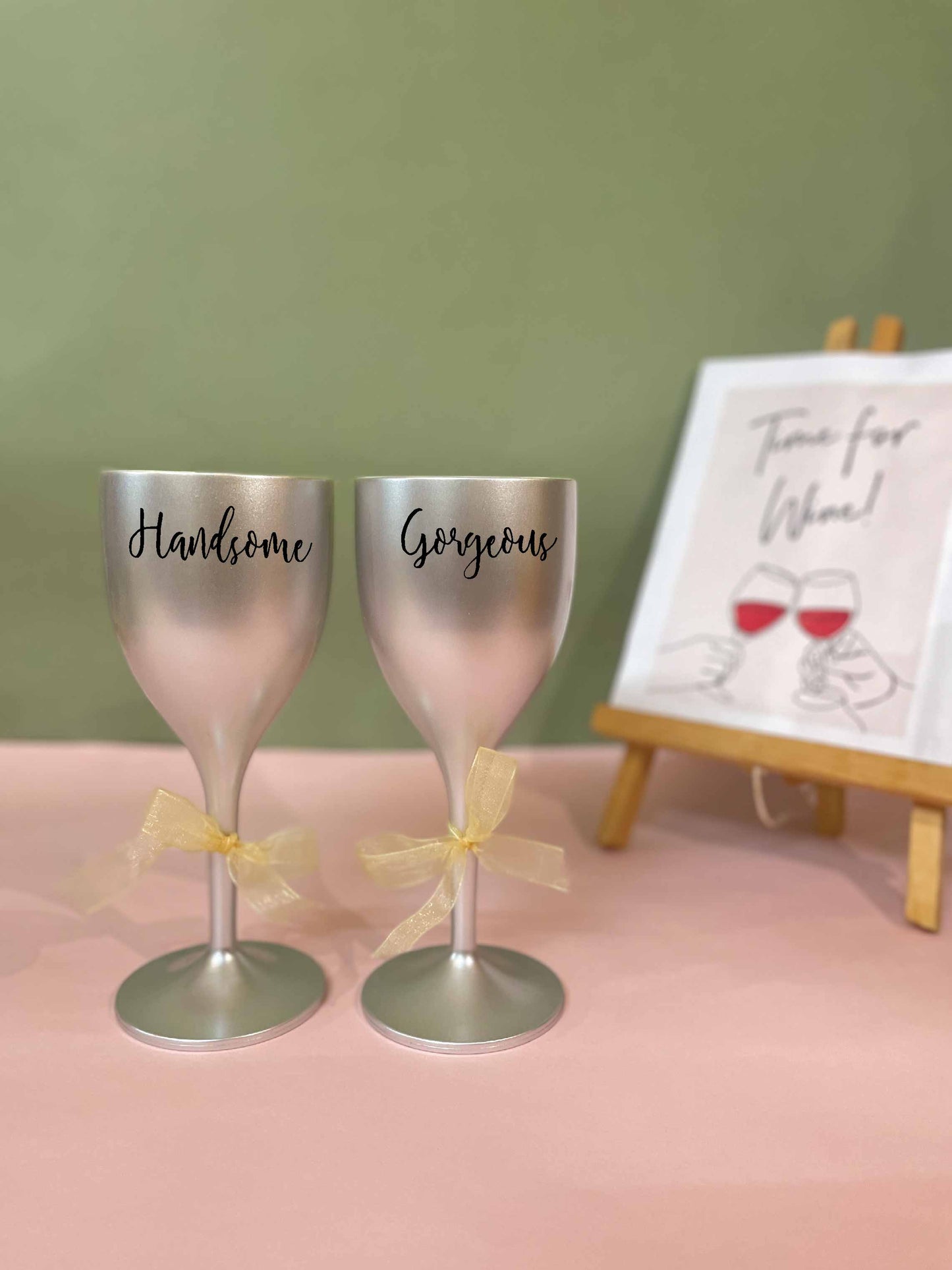 Non Breakable Glass Gift Set - Handsome & Gorgeous Glasses (Silver)