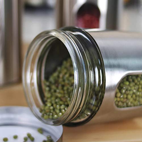 Steel Body Storage Jars With See Through Window (700 ML Each) - Set of Six