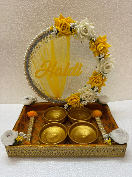 Haldi Platter - Yellow White