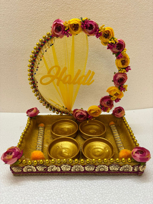 Haldi Platter - Yellow Pink