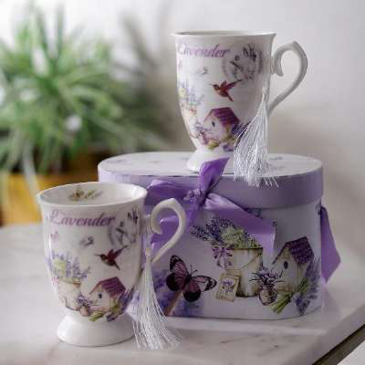 Lavender Birds Mug (Set of 2)