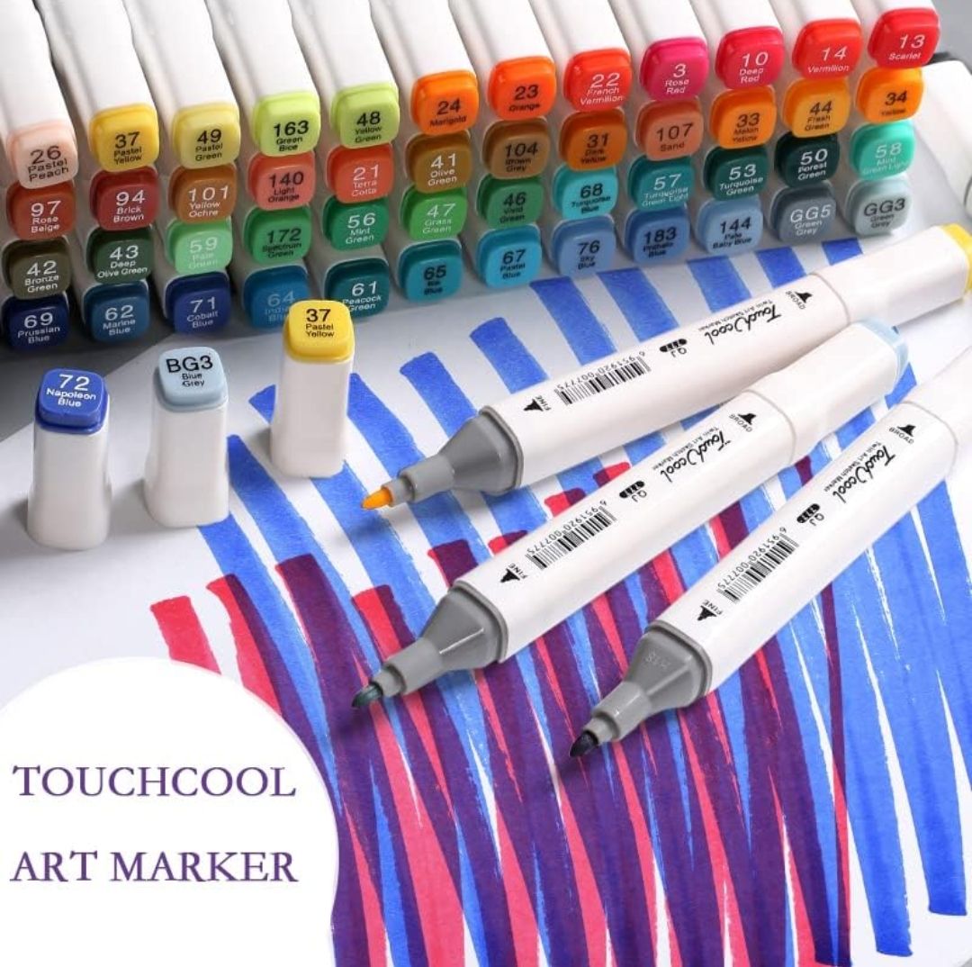 TOUCH COOL Dual Tip Colorful Alcohol Art Markers - 36 pcs