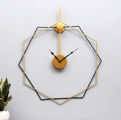 Black & Gold Hexagon Wall Clock