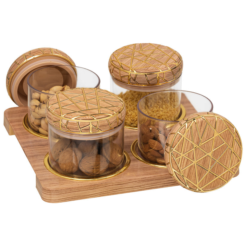 SELVEL Rosewood Airtight Dry Fruit Container Tray Set - 4 Pieces