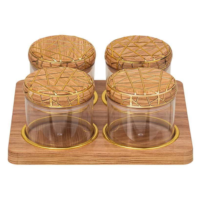 SELVEL Rosewood Airtight Dry Fruit Container Tray Set - 4 Pieces