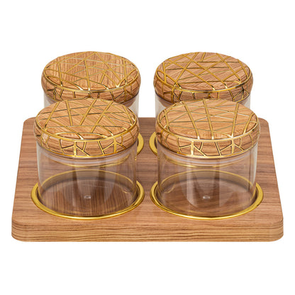 SELVEL Rosewood Airtight Dry Fruit Container Tray Set - 4 Pieces