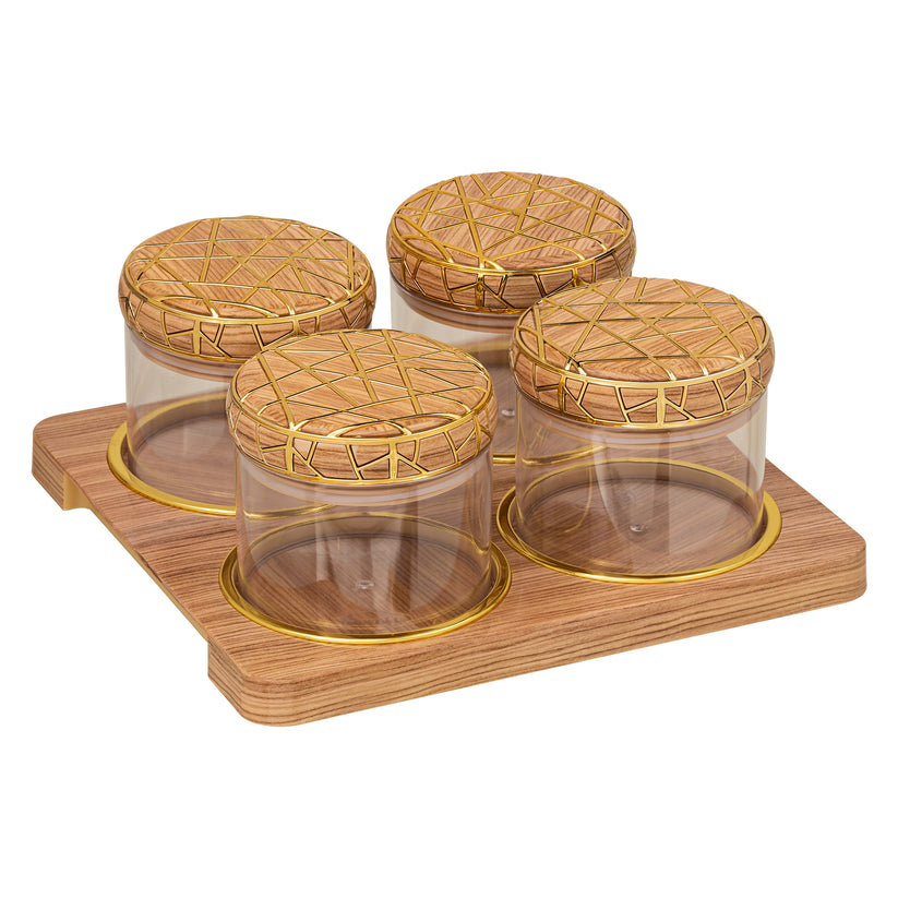 SELVEL Rosewood Airtight Dry Fruit Container Tray Set - 4 Pieces