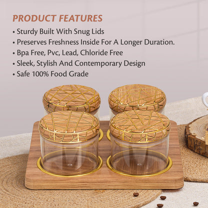 SELVEL Rosewood Airtight Dry Fruit Container Tray Set - 4 Pieces