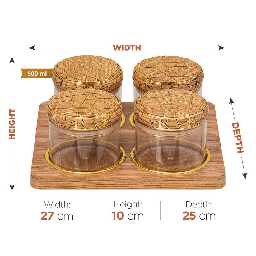 SELVEL Rosewood Airtight Dry Fruit Container Tray Set - 4 Pieces