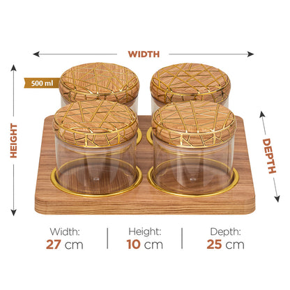 SELVEL Rosewood Airtight Dry Fruit Container Tray Set - 4 Pieces