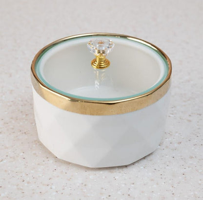 Golden Heart Jar With Stand (White) - Set of Four