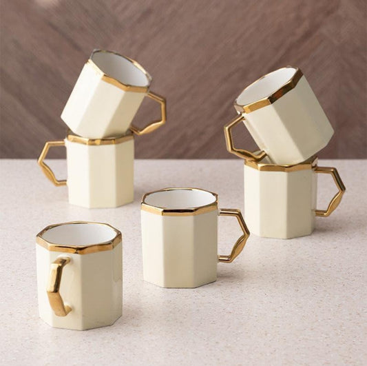 Porcelain Coffee Mugs (Beige) - 6 Piece Set