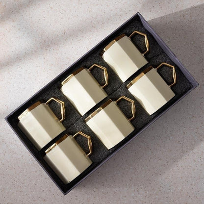 Porcelain Coffee Mugs (Beige) - 6 Piece Set