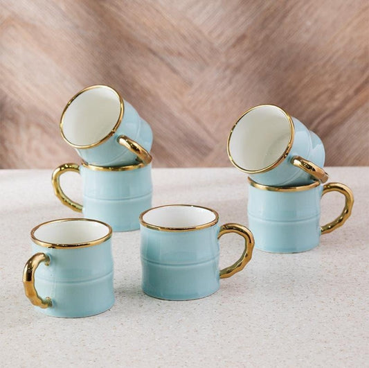 Porcelain Tea / Coffee Mugs (Water Blue) - 6 Piece Set