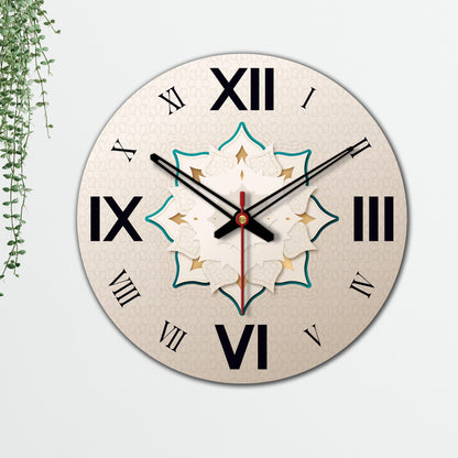 3 D Flower Design Wooden Wall Clock For Living Room