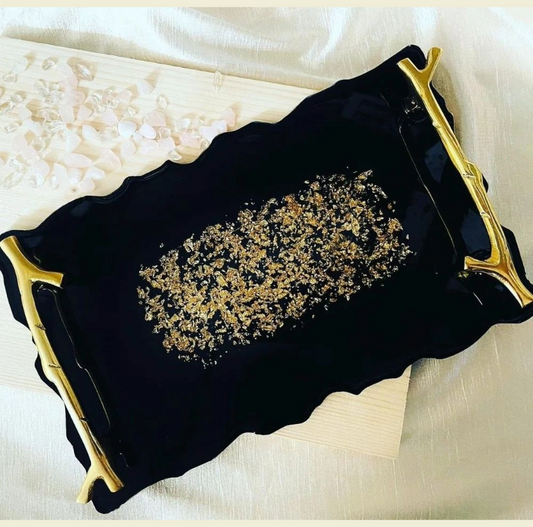 Black Luxury Resin Serving Tray