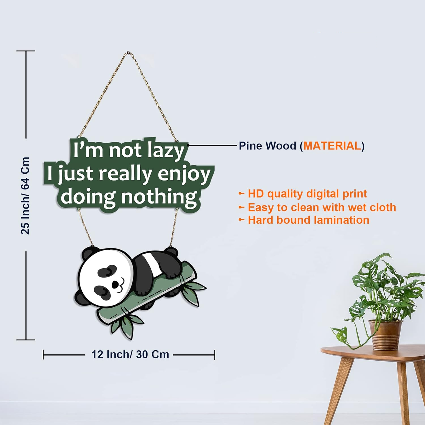 Lazy Panda Printed Wooden Wall Hanging