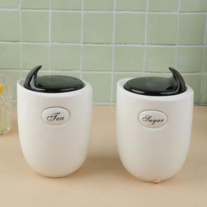 Ceramic Airtight Tea Sugar Container - (Set of 2)