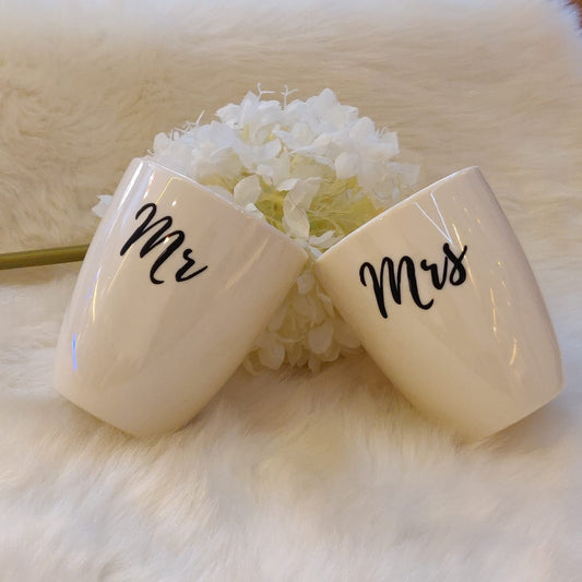 Unbreakable Coffee Mugs - Set of 2 - Mr & Mrs - White