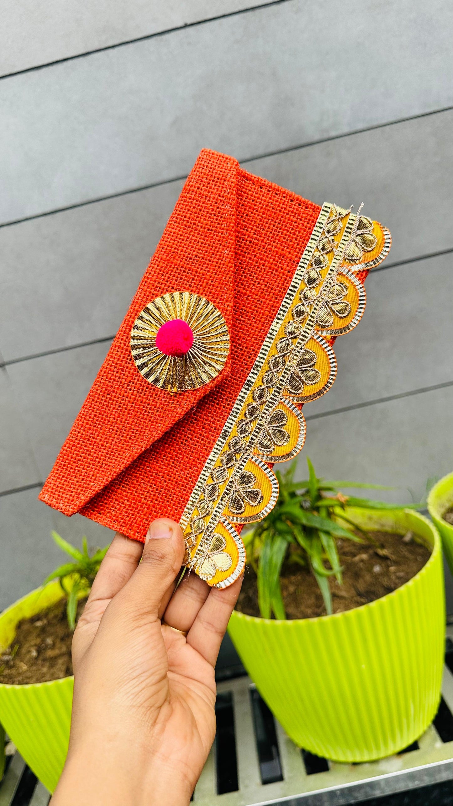 Gota Patti Jute Envelope / Clutch (Pack of 10)