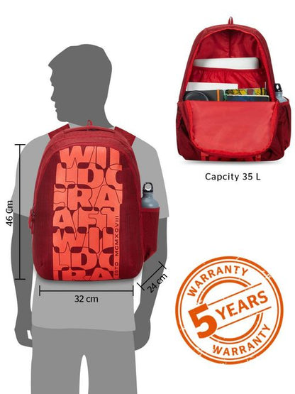 Wiki Blaze Light Red Backpack with Rain Cover