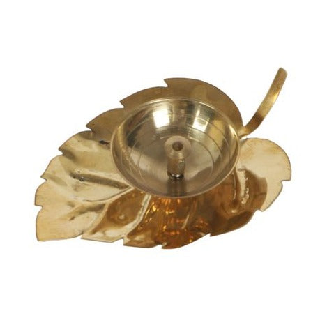 Lotus Leaf Brass Akhand Diya