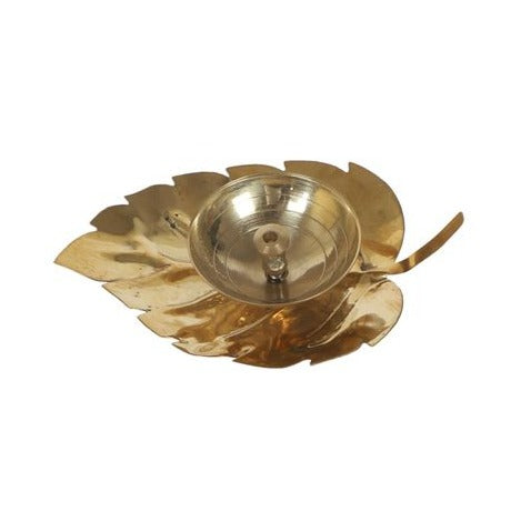 Lotus Leaf Brass Akhand Diya