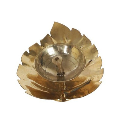 Lotus Leaf Brass Akhand Diya