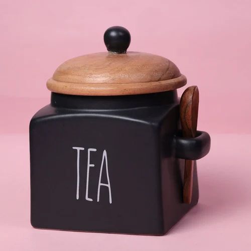 Mesmerising Matte Black Tea Storage jar